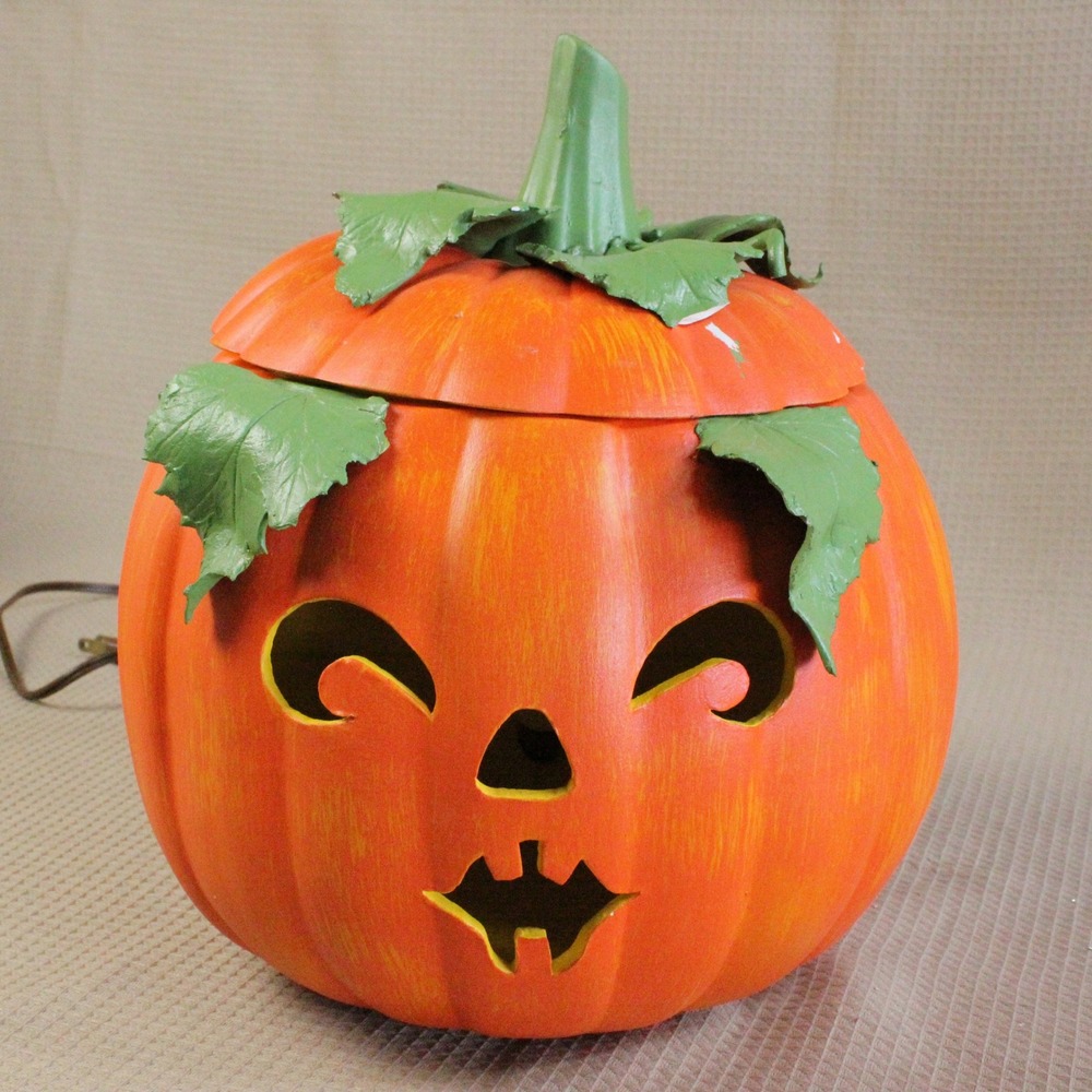 Vintage Pumpkin Jack O Lantern Light 11in Orange Halloween Decor Kitschy Y2K